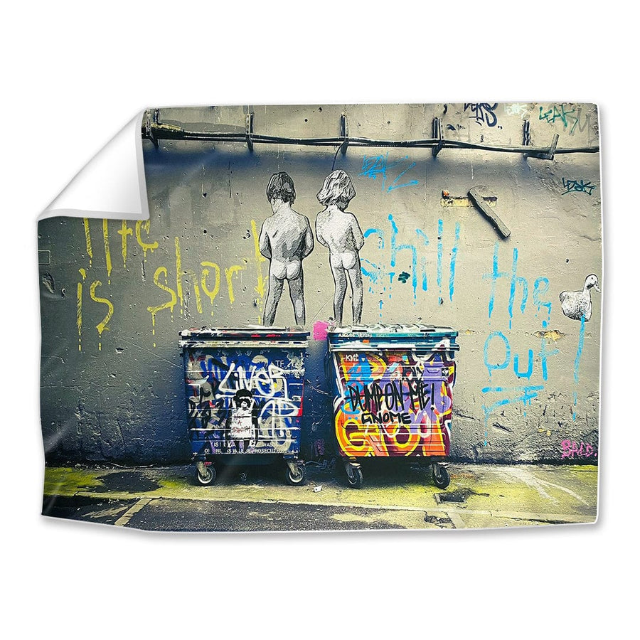 Banksy Life Is Short Easy Build Frame Art Fabric Print Only / 40 x 30in Clock Canvas