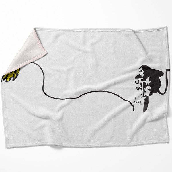 Banksy Monkey Banana Bomb Blanket Blanket 75 x 100cm Clock Canvas