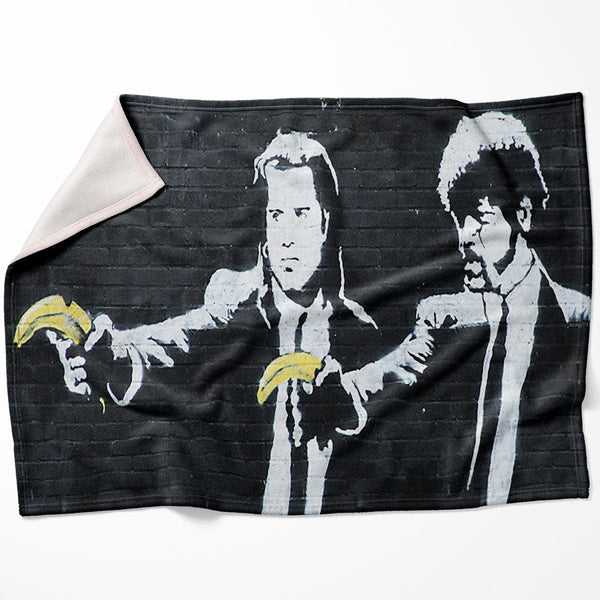 Banksy Pulp Fiction Banana Guns Blanket Blanket 75 x 100cm Clock Canvas