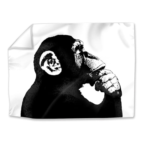 Banksy The Thinker Monkey Easy Build Frame Art Fabric Print Only / 40 x 30in Clock Canvas