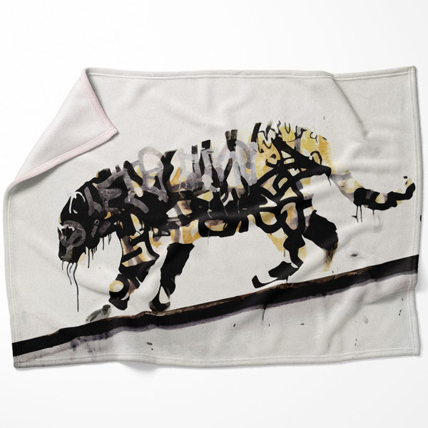 Banksy Tiger Blanket Blanket 75 x 100cm Clock Canvas