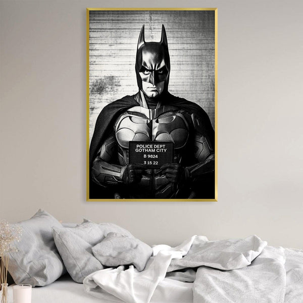 Batman Mugshot Black Canvas Art Clock Canvas
