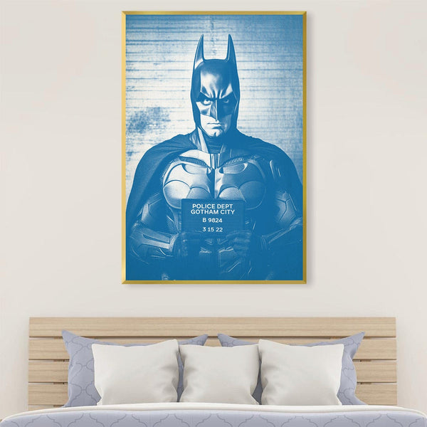 Batman Mugshot Blue Canvas Art Clock Canvas