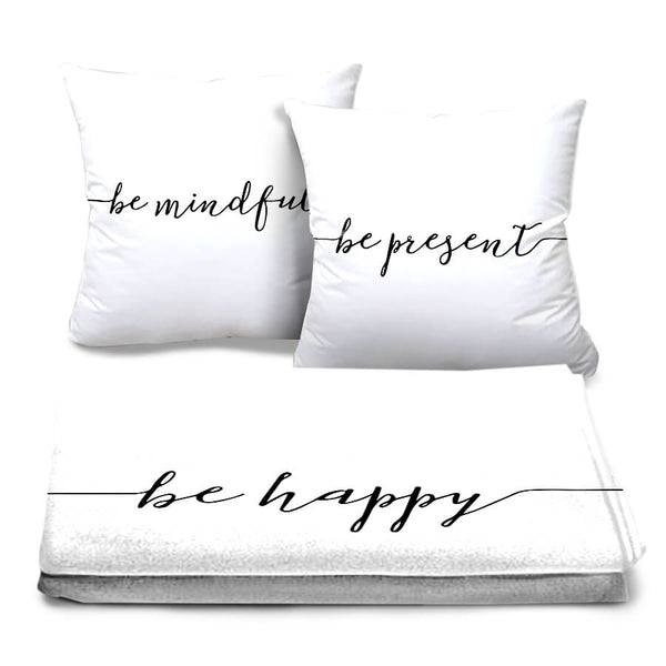 Be Happy Dream Home Bundle Bundle 2 Cushions & 1 Blanket Clock Canvas