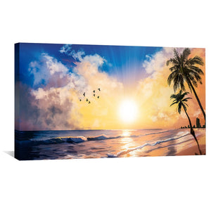 Beachside Horizon Canvas Art Clock Canvas