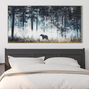 Bear in the mist Canvas Art Clock Canvas