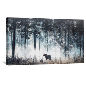 Bear in the mist Canvas Art Clock Canvas