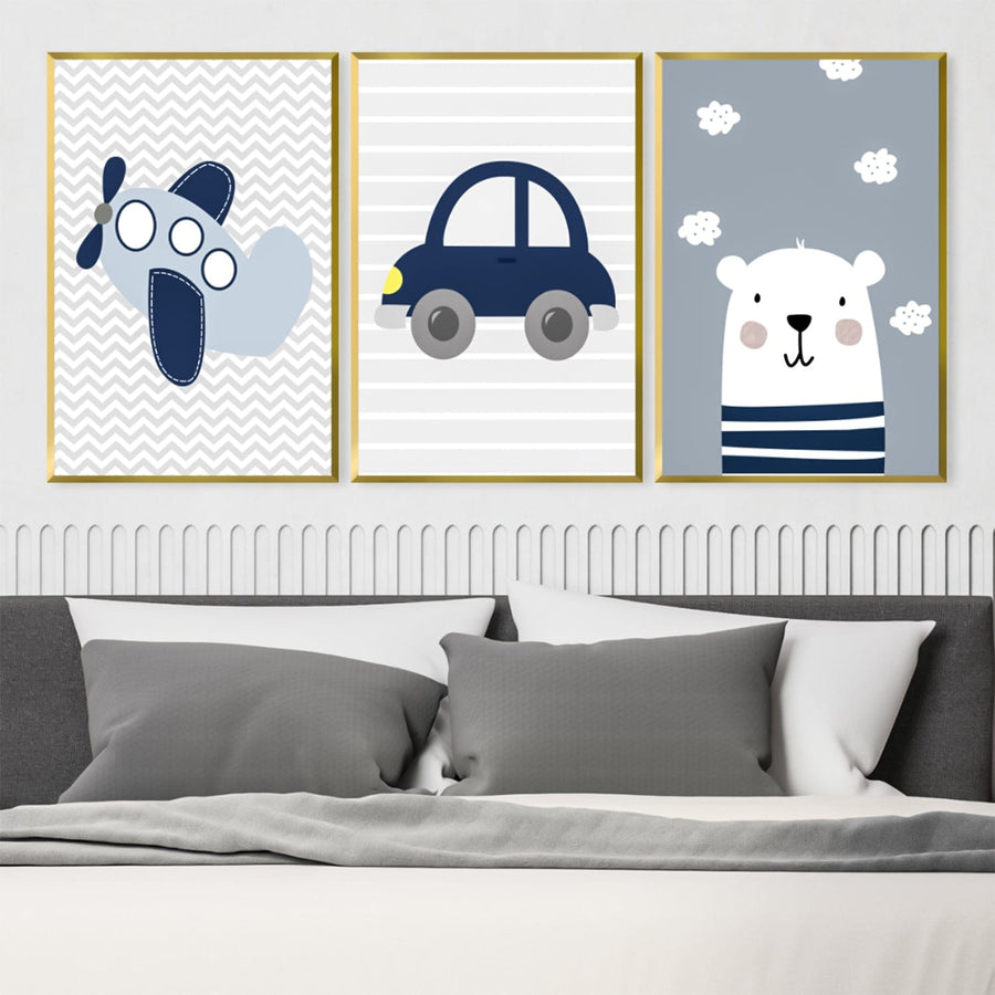 Bears, Trains and Automobiles Canvas Art Clock Canvas