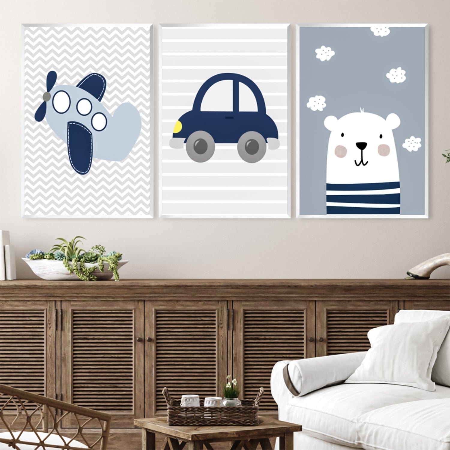 Bears, Trains and Automobiles Canvas Art Clock Canvas