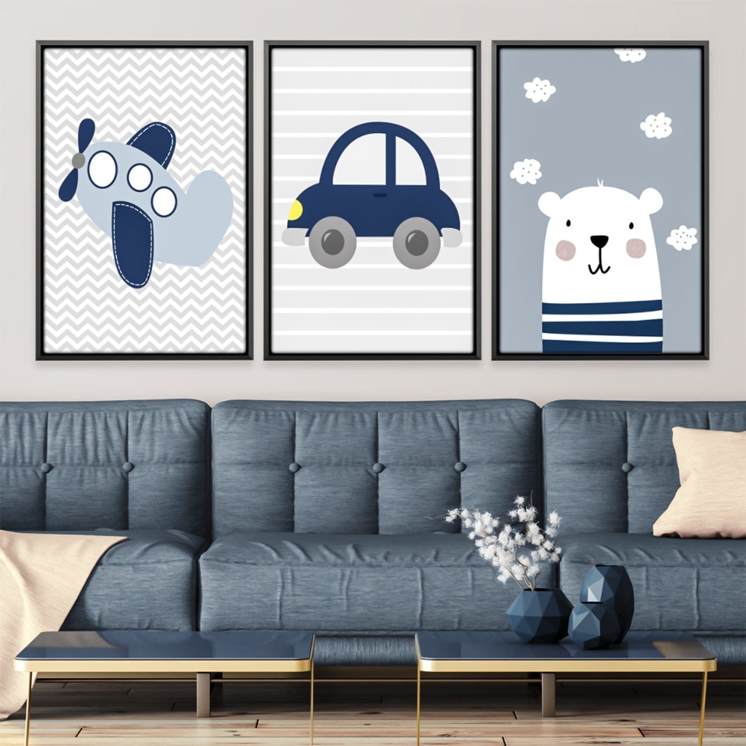 Bears, Trains and Automobiles Canvas Set of 3 / 12 x 18in / Canvas product thumbnail
