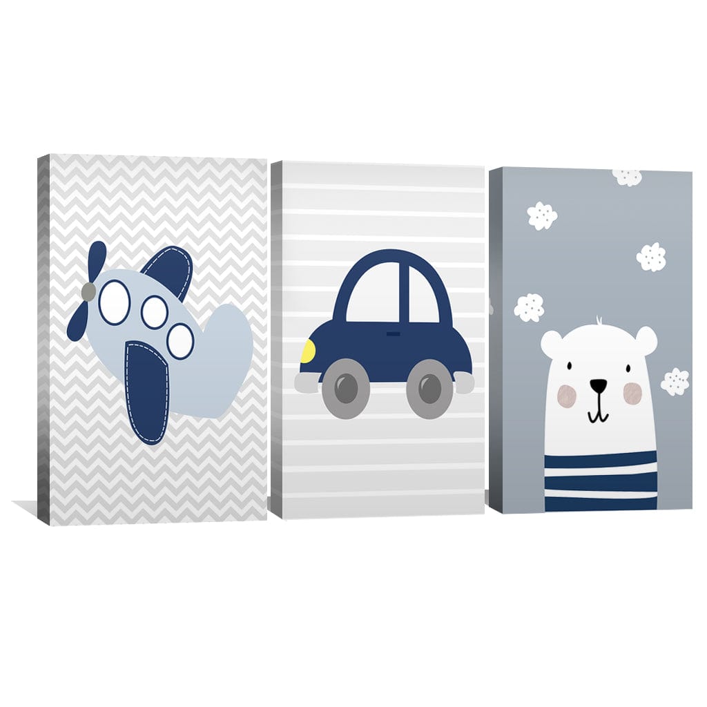 Bears, Trains and Automobiles Canvas Art Clock Canvas