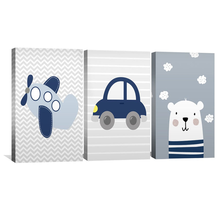 Bears, Trains and Automobiles Canvas Art Clock Canvas