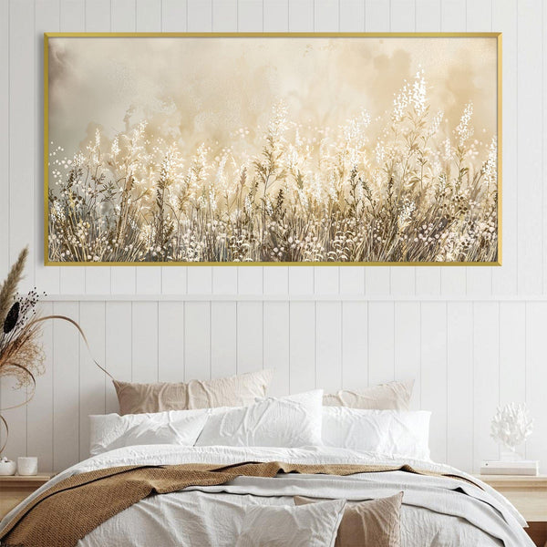 Beige Blossoms Canvas Art Clock Canvas