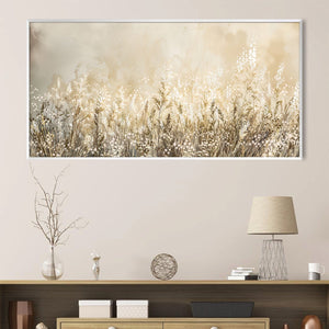 Beige Blossoms Canvas Art Clock Canvas
