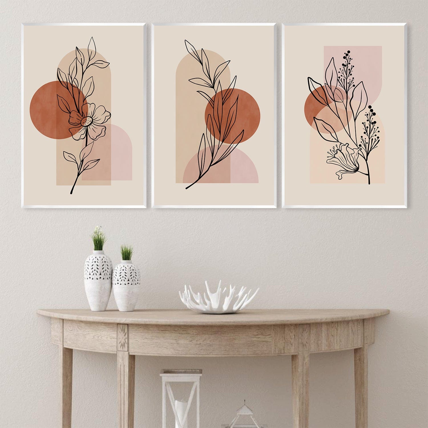 Beige Foliage Canvas Art Clock Canvas