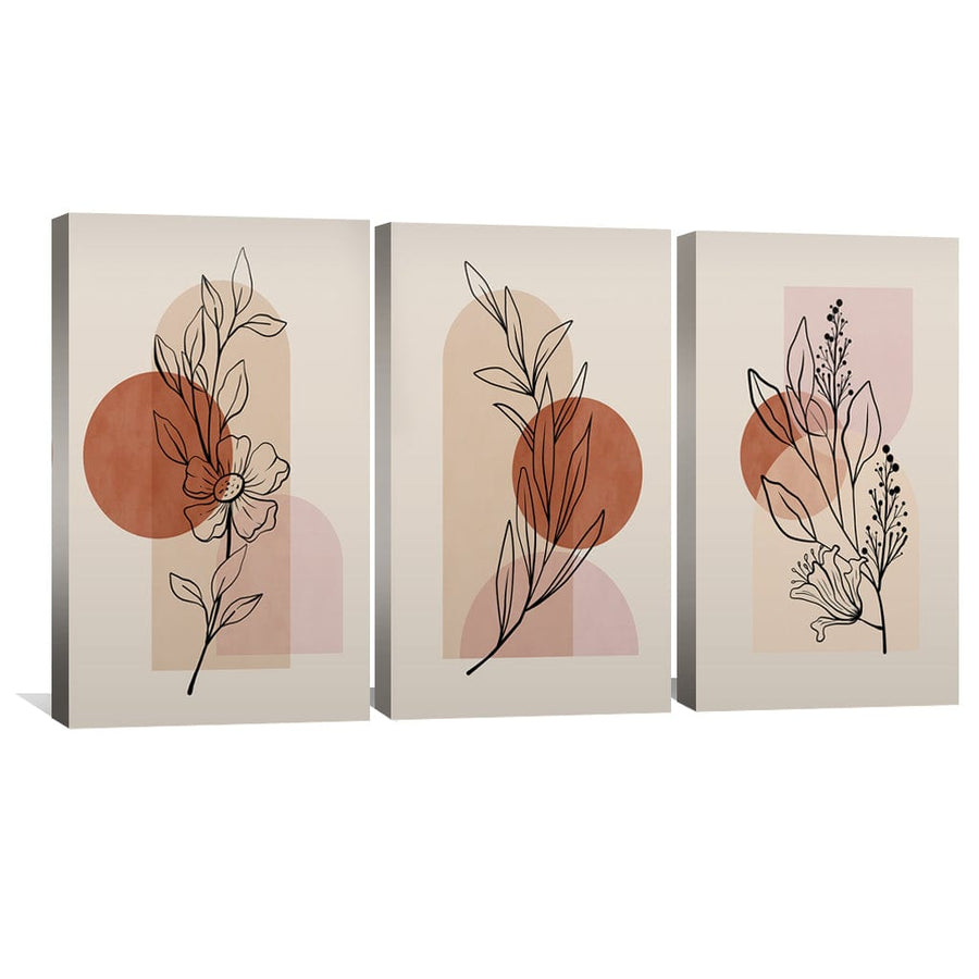Beige Foliage Canvas Art Clock Canvas
