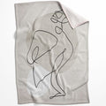 Beige Line Art Blanket Blanket 75 x 100cm Clock Canvas