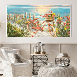 Bike Rides By the Beach Canvas Art Clock Canvas