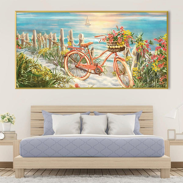 Bike Rides By the Beach Canvas Art Clock Canvas