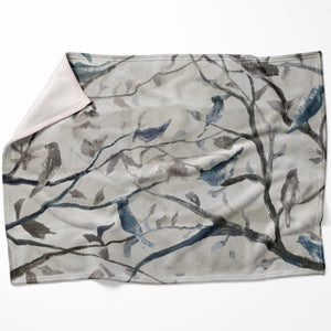 Birds and Branches Blanket Blanket 75 x 100cm Clock Canvas