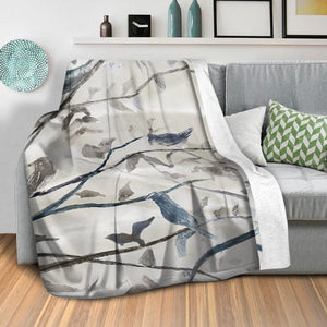 Birds and Branches Blanket Blanket Clock Canvas