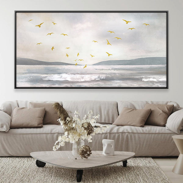 Birds by the Sea Canvas Art 50 x 25cm / Framed Prints Clock Canvas