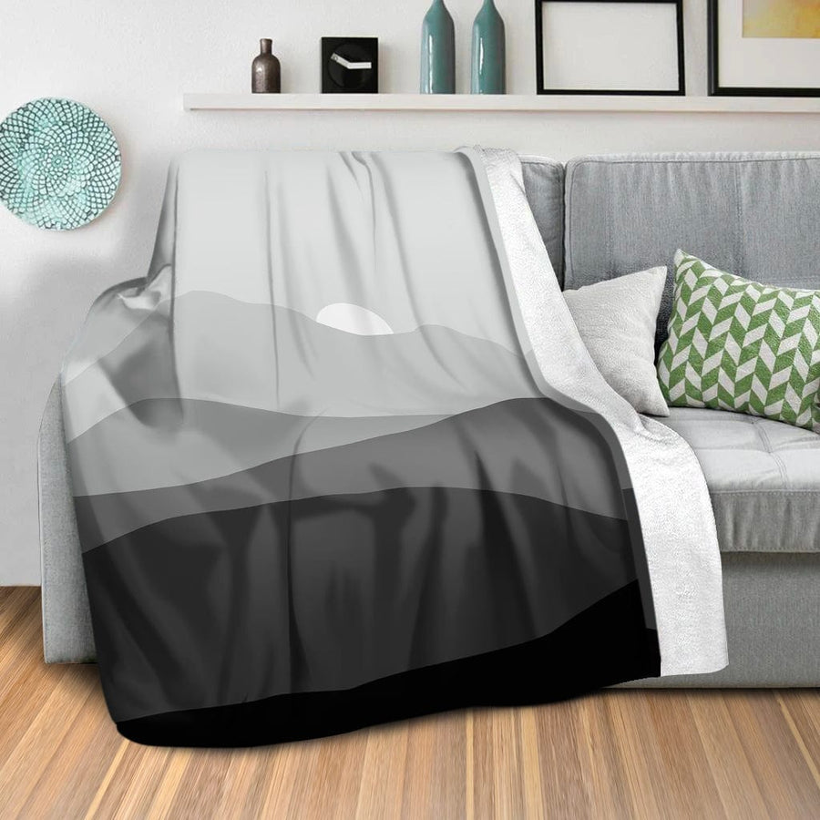Black and White Mountains Blanket Blanket Clock Canvas