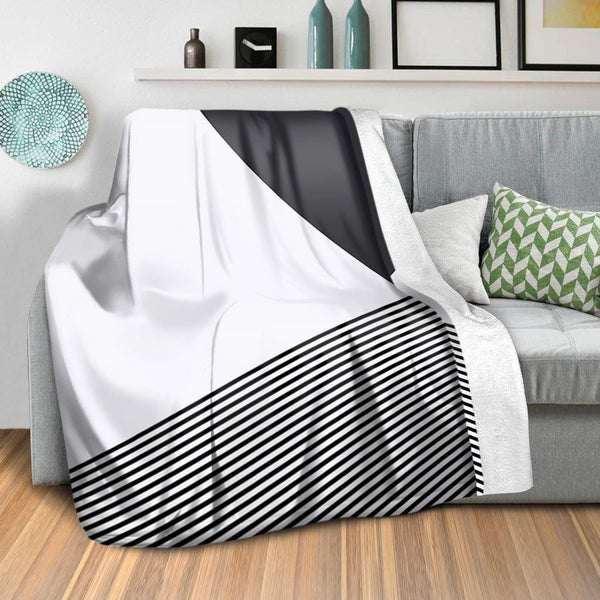 Black and White Triangles Blanket Blanket Clock Canvas