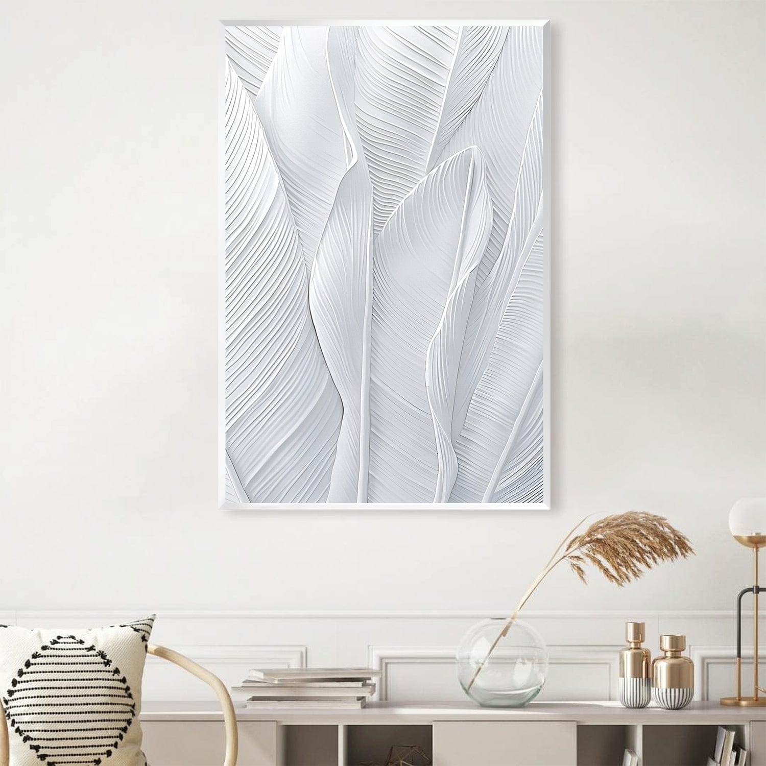 Blanc Leaf Canvas Art Clock Canvas