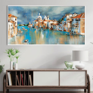 Blended Canal Canvas Art Clock Canvas
