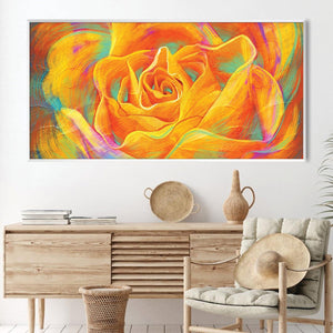 Blooming Orange Canvas Art Clock Canvas