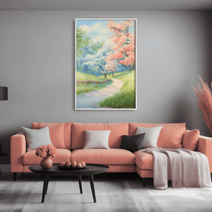 Blossoms Along the Path Canvas Art Clock Canvas