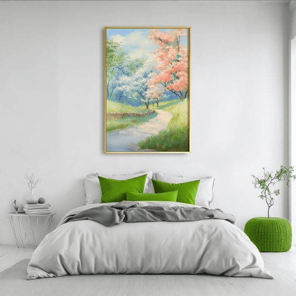 Blossoms Along the Path Canvas Art Clock Canvas