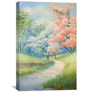 Blossoms Along the Path Canvas Art Clock Canvas