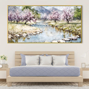 Blossoms by the Stream Canvas Art Clock Canvas