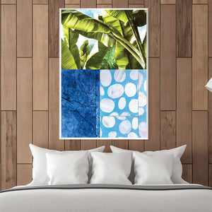 Blue and Green Abstract Canvas Art Clock Canvas