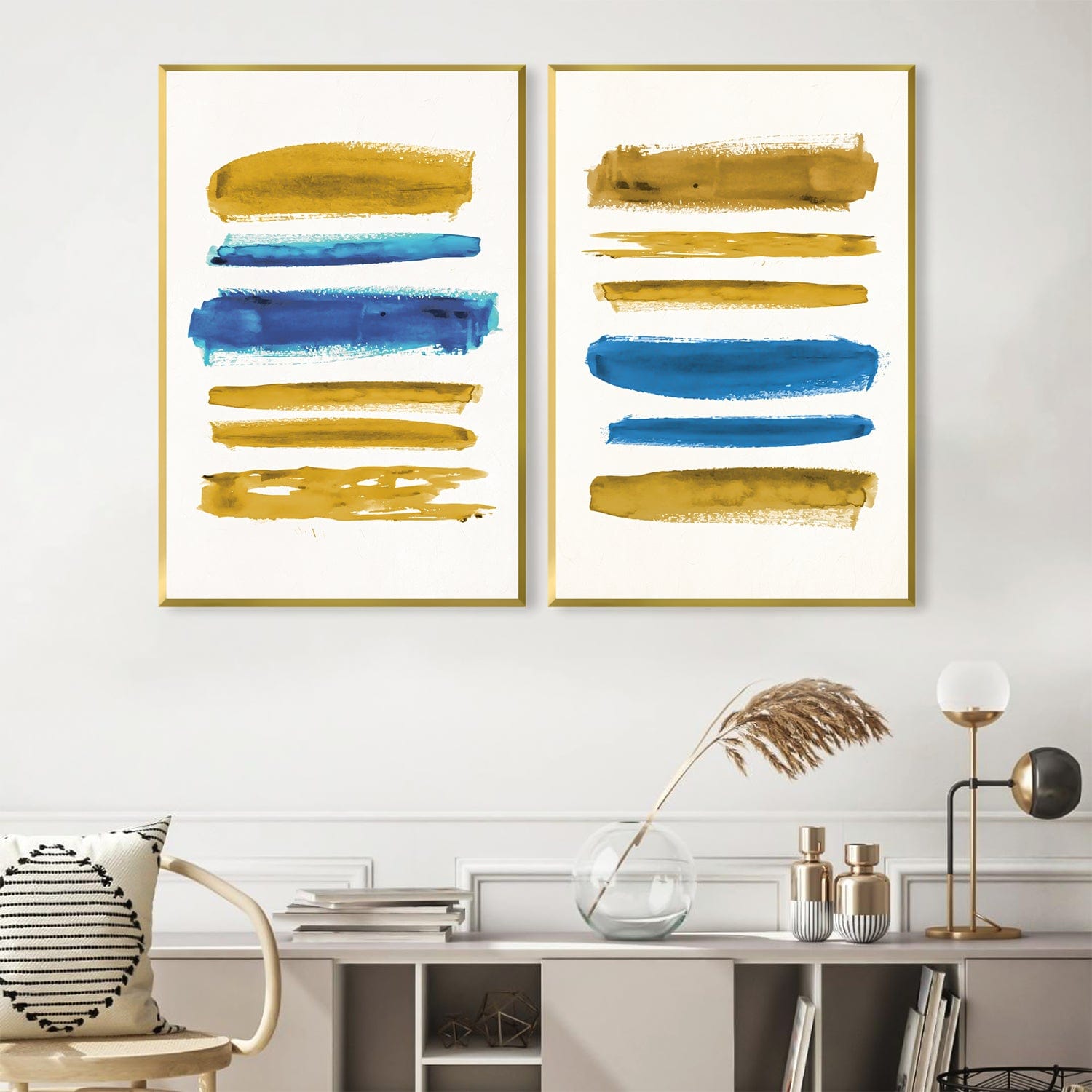 Blue and Yellow Symphony Canvas Art Clock Canvas
