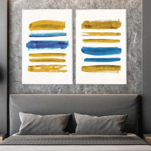 Blue and Yellow Symphony Canvas Art Clock Canvas