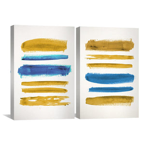 Blue and Yellow Symphony Canvas Art Set of 2 / 30 x 45cm / Unframed Canvas Print Clock Canvas