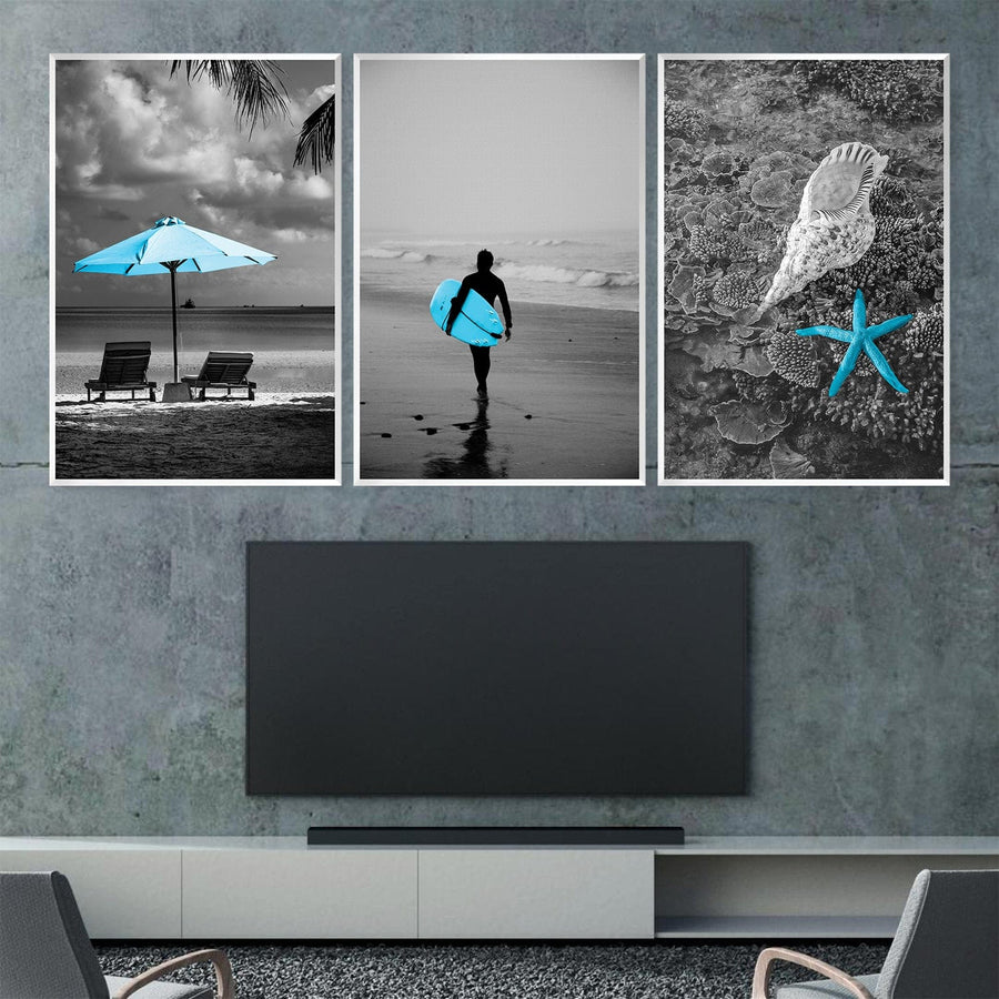 Blue Beaches Canvas Art Clock Canvas