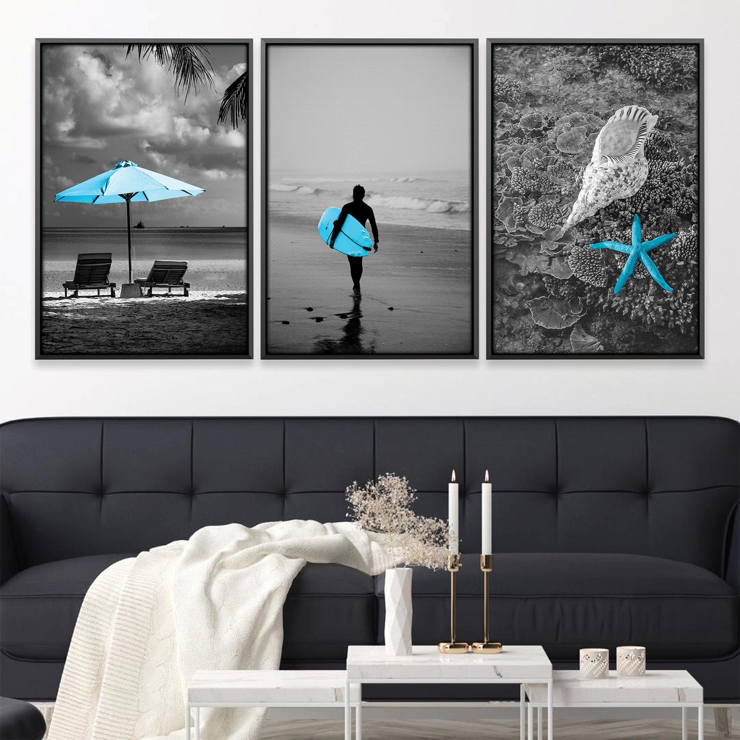 Blue Beaches Canvas Art Clock Canvas