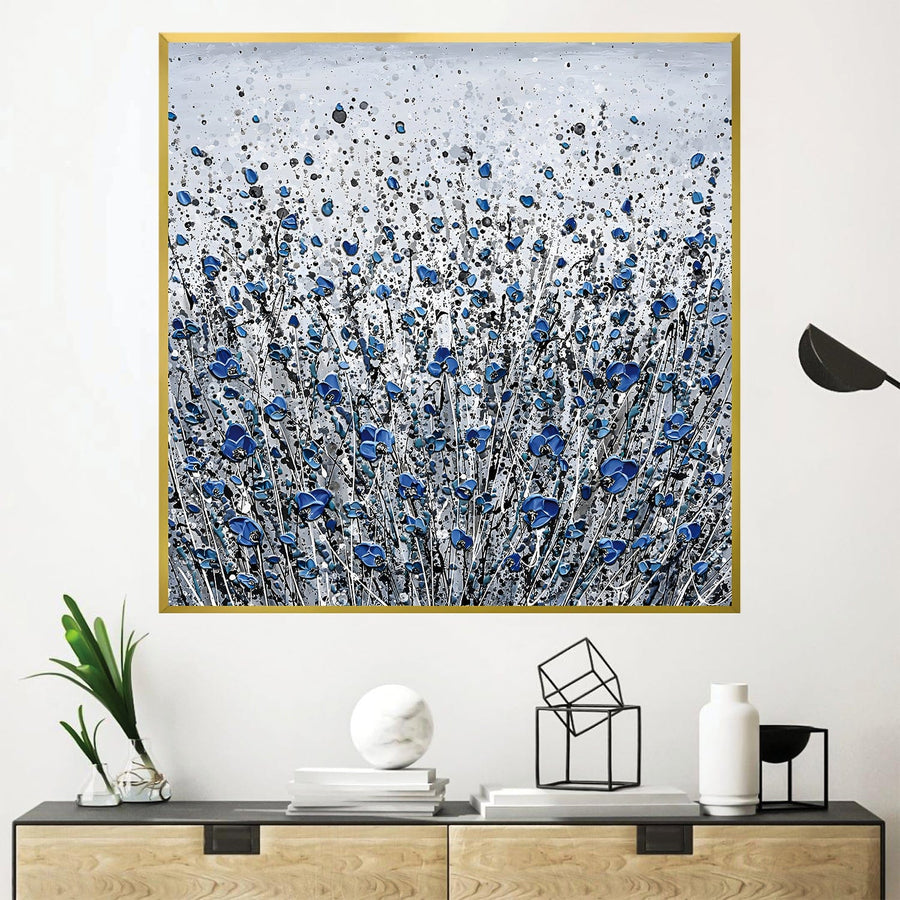 Blue Blossom Canvas Art Clock Canvas
