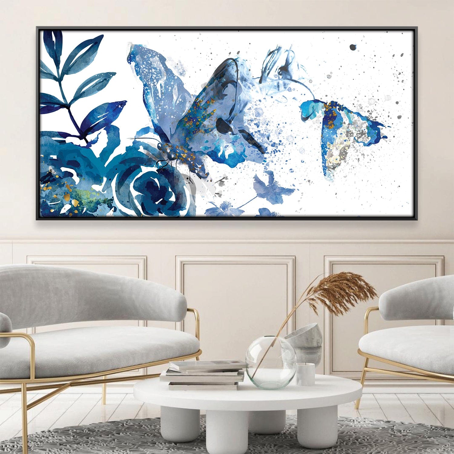 Blue Butterflies in Abstract Eden Canvas product thumbnail