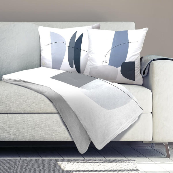Blue Gray Abstract Dream Home Bundle Bundle 2 Cushions & 1 Blanket Clock Canvas