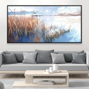 Blue Haze Marsh Canvas Art 20 x 10in / Canvas Clock Canvas