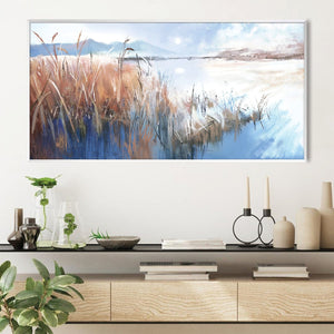 Blue Haze Marsh Canvas Art Clock Canvas