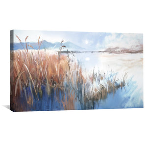 Blue Haze Marsh Canvas Art Clock Canvas