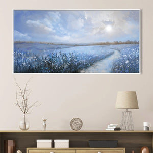 Blue Meadow Trail Canvas Art Clock Canvas