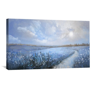Blue Meadow Trail Canvas Art Clock Canvas