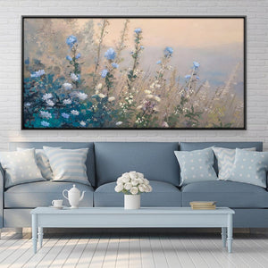 Blue Petal Breeze Canvas Art 20 x 10in / Canvas Clock Canvas